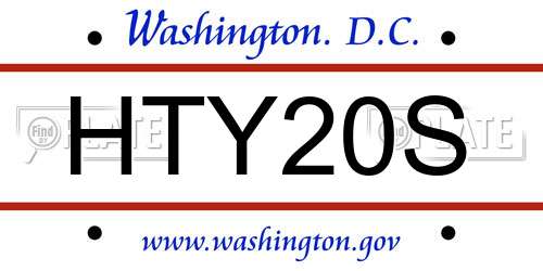 HTY20S District Of Columbia License Plate