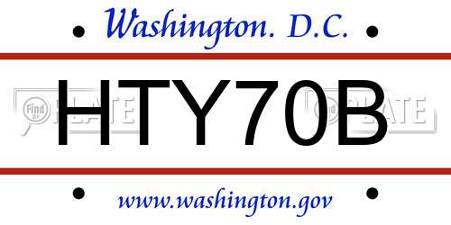 HTY70B District Of Columbia License Plate
