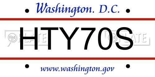 HTY70S District Of Columbia License Plate