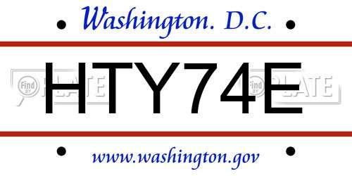 HTY74E District Of Columbia License Plate
