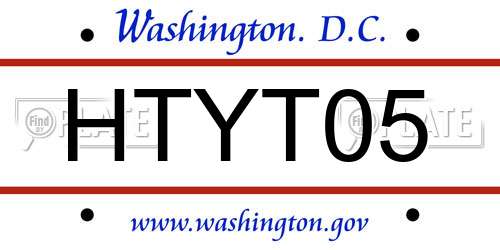 HTYT05 District Of Columbia License Plate