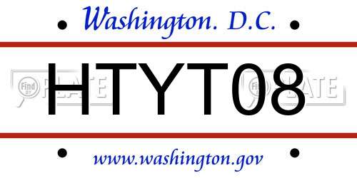 HTYT08 District Of Columbia License Plate