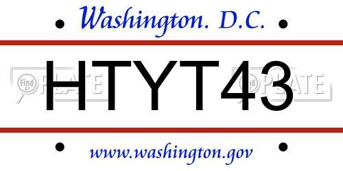 HTYT43 District Of Columbia License Plate