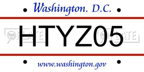 HTYZ05 District Of Columbia License Plate