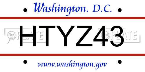 HTYZ43 District Of Columbia License Plate