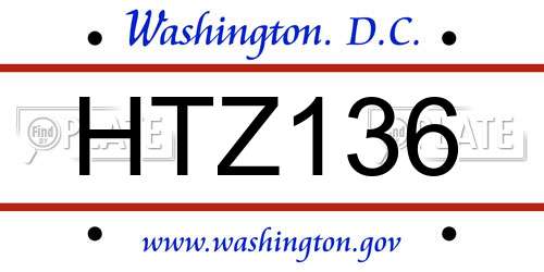 HTZ136 District Of Columbia License Plate