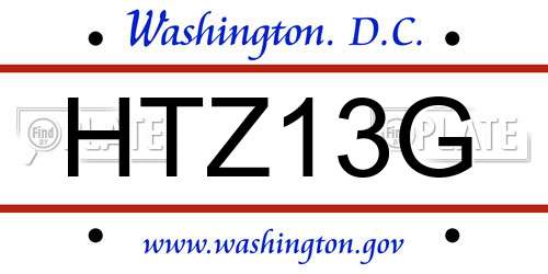 HTZ13G District Of Columbia License Plate