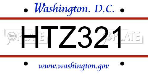 HTZ321 District Of Columbia License Plate