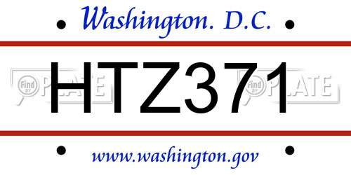 HTZ371 District Of Columbia License Plate