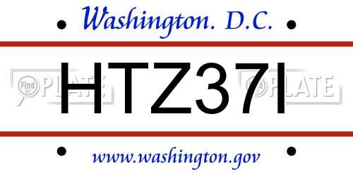 HTZ37I District Of Columbia License Plate