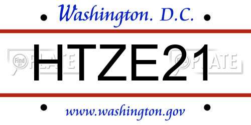 HTZE21 District Of Columbia License Plate