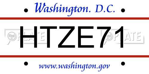 HTZE71 District Of Columbia License Plate