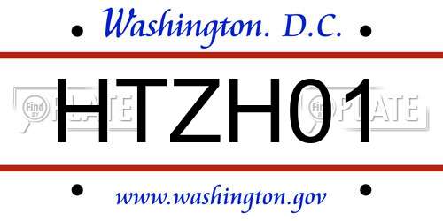 HTZH01 District Of Columbia License Plate