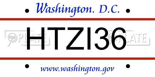 HTZI36 District Of Columbia License Plate
