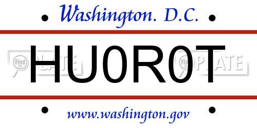 HU0R0T District Of Columbia License Plate