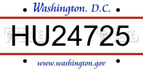 HU24725 District Of Columbia License Plate