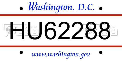 HU62288 District Of Columbia License Plate