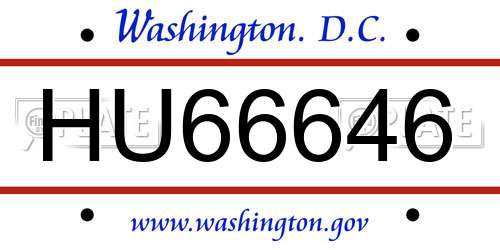 HU66646 District Of Columbia License Plate