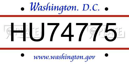 HU74775 District Of Columbia License Plate