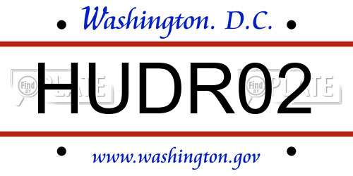 HUDR02 District Of Columbia License Plate