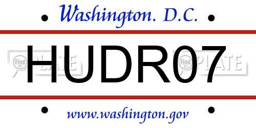 HUDR07 District Of Columbia License Plate
