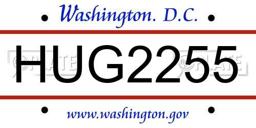 HUG2255 District Of Columbia License Plate