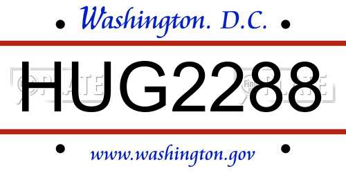 HUG2288 District Of Columbia License Plate