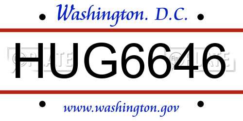 HUG6646 District Of Columbia License Plate