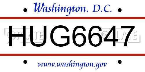 HUG6647 District Of Columbia License Plate