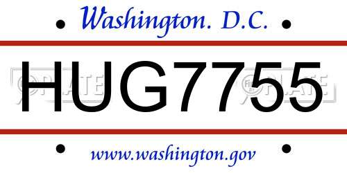 HUG7755 District Of Columbia License Plate