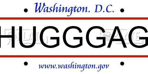 HUGGGAG District Of Columbia License Plate