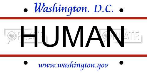HUMAN District Of Columbia License Plate