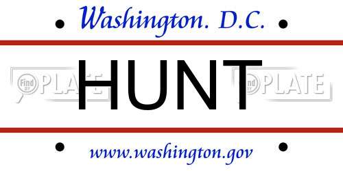 HUNT District Of Columbia License Plate
