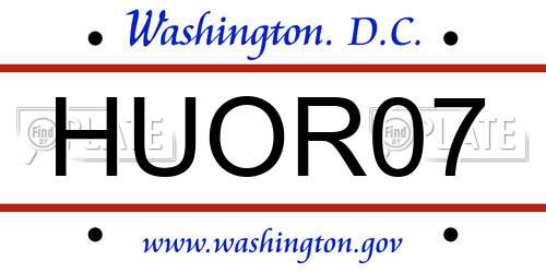 HUOR07 District Of Columbia License Plate