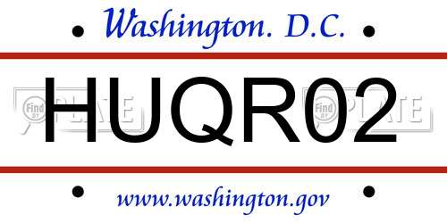 HUQR02 District Of Columbia License Plate