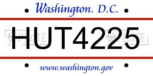 HUT4225 District Of Columbia License Plate