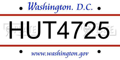 HUT4725 District Of Columbia License Plate