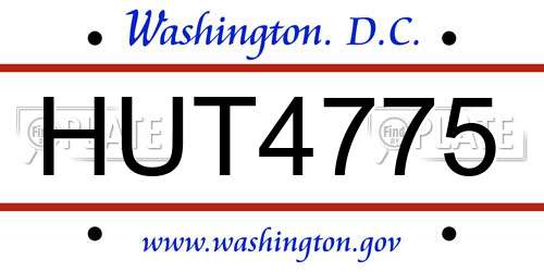 HUT4775 District Of Columbia License Plate