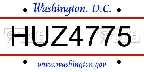HUZ4775 District Of Columbia License Plate