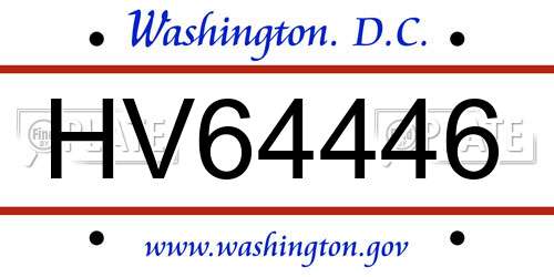 HV64446 District Of Columbia License Plate