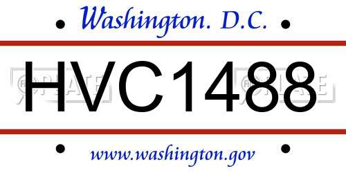 HVC1488 District Of Columbia License Plate