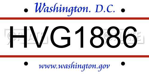 HVG1886 District Of Columbia License Plate