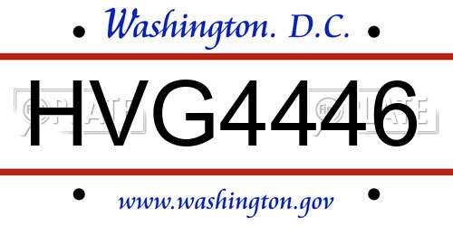 HVG4446 District Of Columbia License Plate