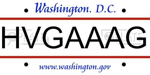 HVGAAAG District Of Columbia License Plate