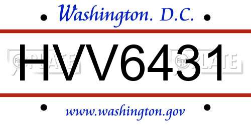 HVV6431 District Of Columbia License Plate