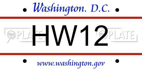 HW12 District Of Columbia License Plate