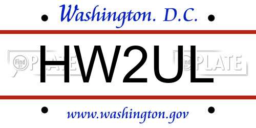 HW2UL District Of Columbia License Plate