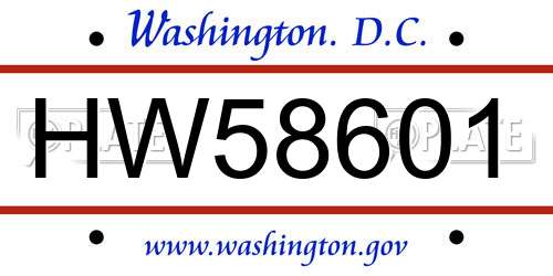 HW58601 District Of Columbia License Plate