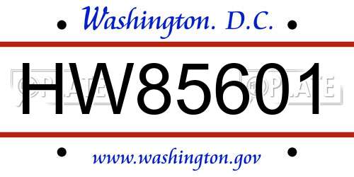 HW85601 District Of Columbia License Plate