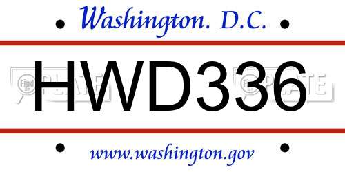 HWD336 District Of Columbia License Plate